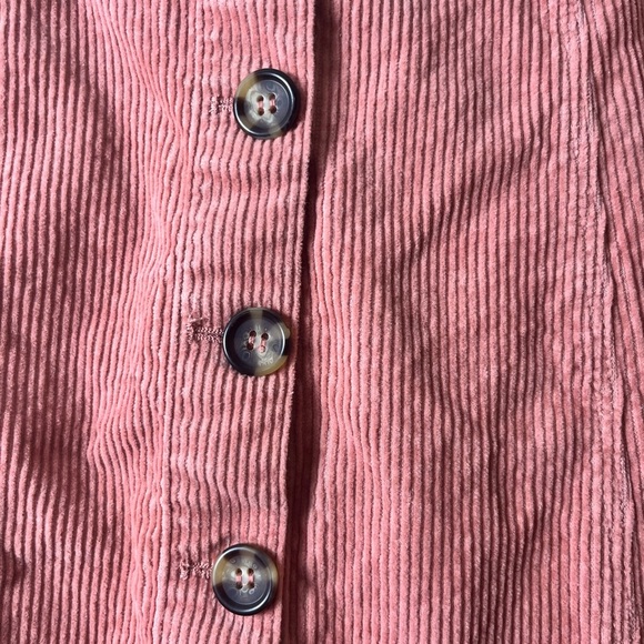 H&M Divided Button-Front Corduroy Pink Rose Mini Skirt Size 4 Preppy Fall Y2K - Picture 2 of 7